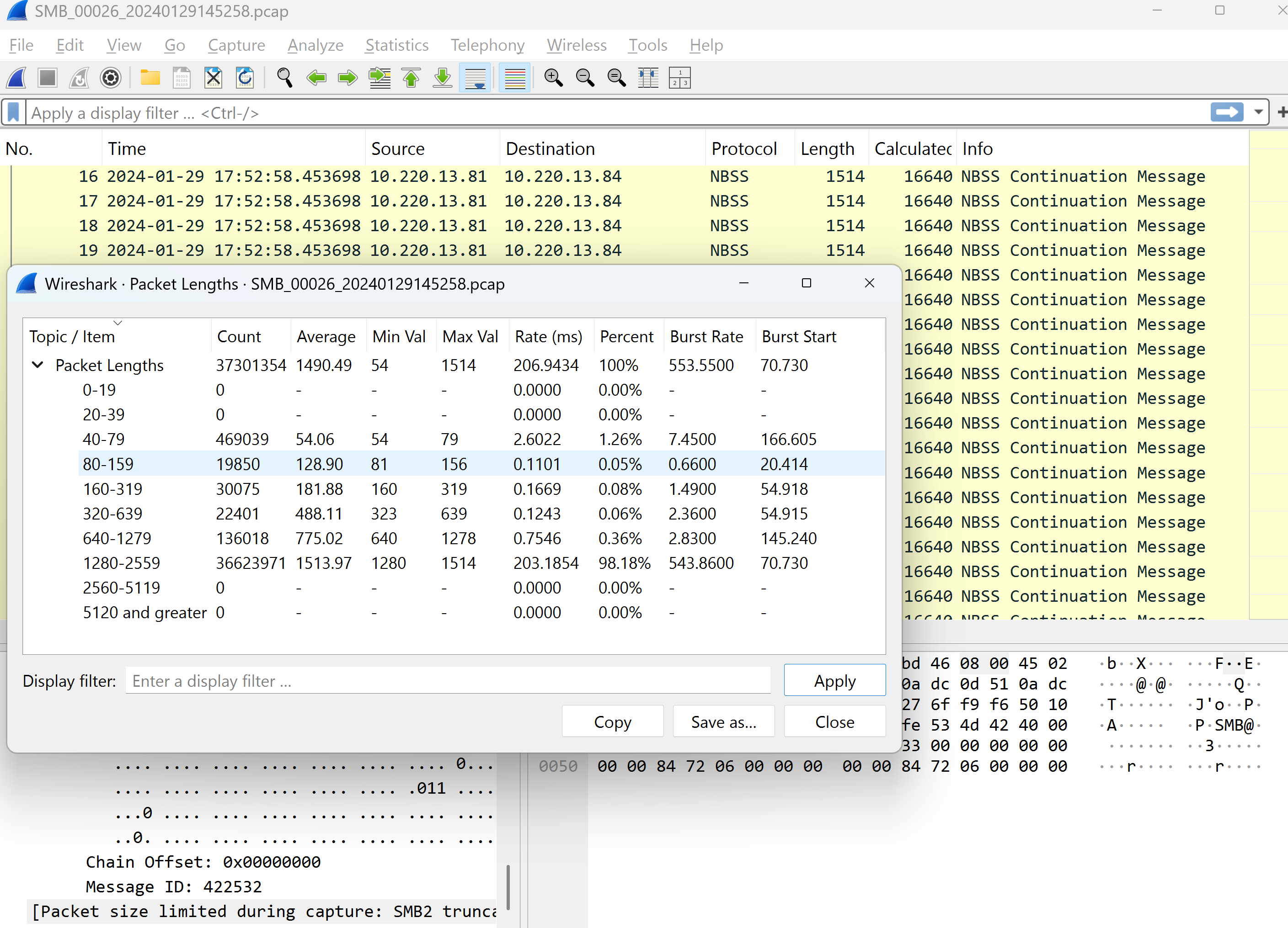 Packet Length Screen
